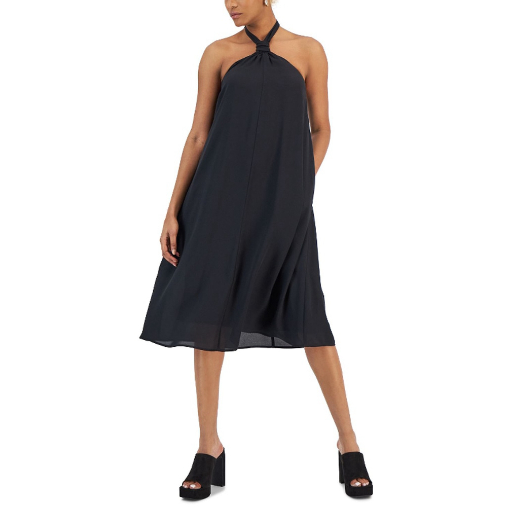 INC International Concepts Women's Medium Black Halter-Neck Midi Dress NWT